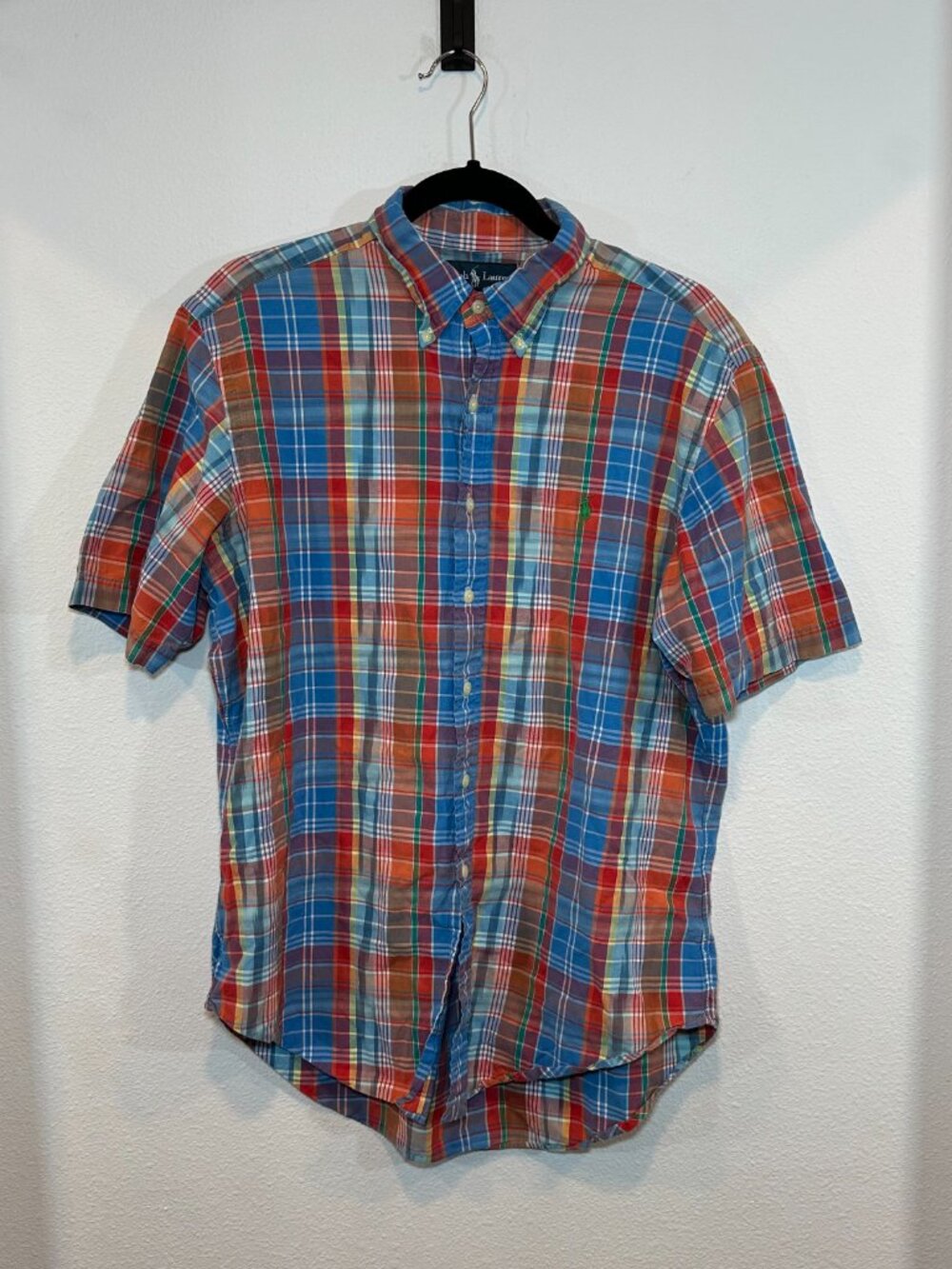 Ralph Lauren Men's Colorful Plaid Short Sleeve Button Down Shirt Size Large